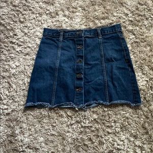 denim button up skirt.